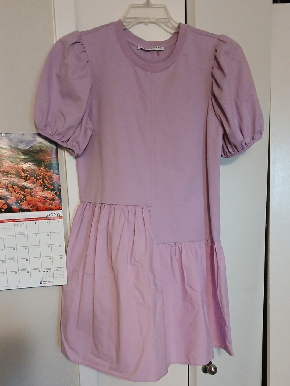 2.7 AUGUST APPAREL Lilac Puff-Sleeve Tiered Dress